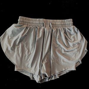 ASOS Revival Women's Light GreyBlue Flowing Shorts Size M, Built in lycra shorts